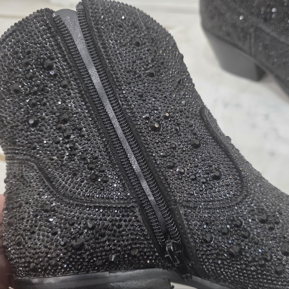 Corky's Hey Girl Shine Bright Black Rhinestone Western Booties Size 7 - Picture 10 of 17